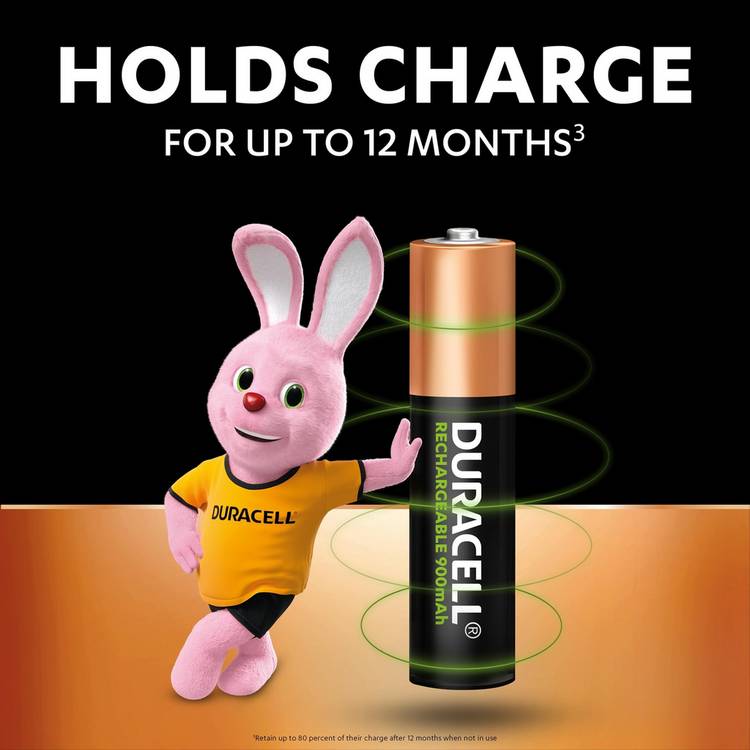 Duracell rechargeable AAA batteries pre-charged pack of 4 (British brand)