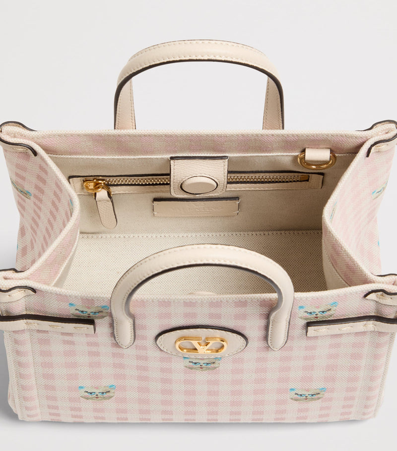 Valentino Garavani Antibes small cotton-linen tote bag, imported from the UK
