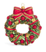 Harrods Miniature Wreath Christmas Tree Decoration with Red Fruits and Ribbon- Buy online at McGrocer