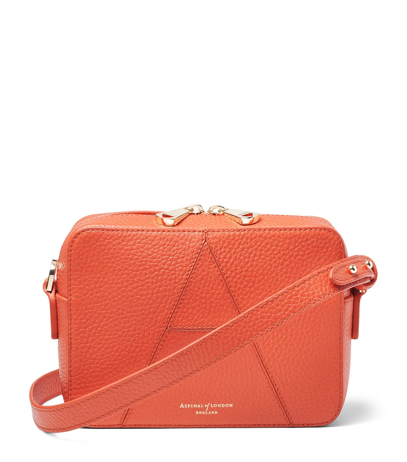 Aspinal of London leather camera bag with stitched A, imported from the UK