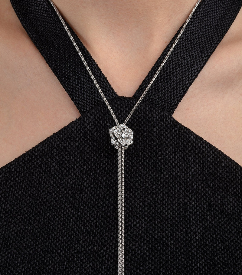 Piaget white gold and diamond rose pendant necklace (British brand)