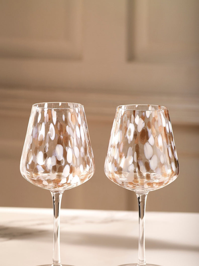 White confetti wine glasses set of 2 21cm height (British brand)