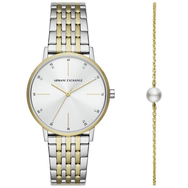 Armani Exchange ladies silver stainless bracelet watch (British brand)