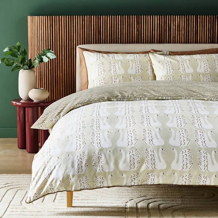 Habitat x Scion bedding set swim swam swan print single, UK version