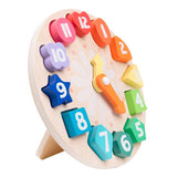 Chad Valley wooden learning clock with shape sorter (British brand)