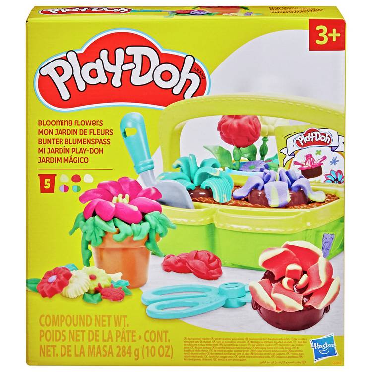 Play-Doh Blooming Flowers children's playset with 5 tubs and 15 accessories (British brand)