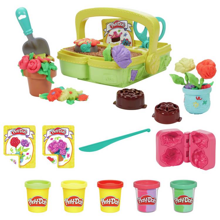 Play-Doh Blooming Flowers children's playset with 5 tubs and 15 accessories (British brand)