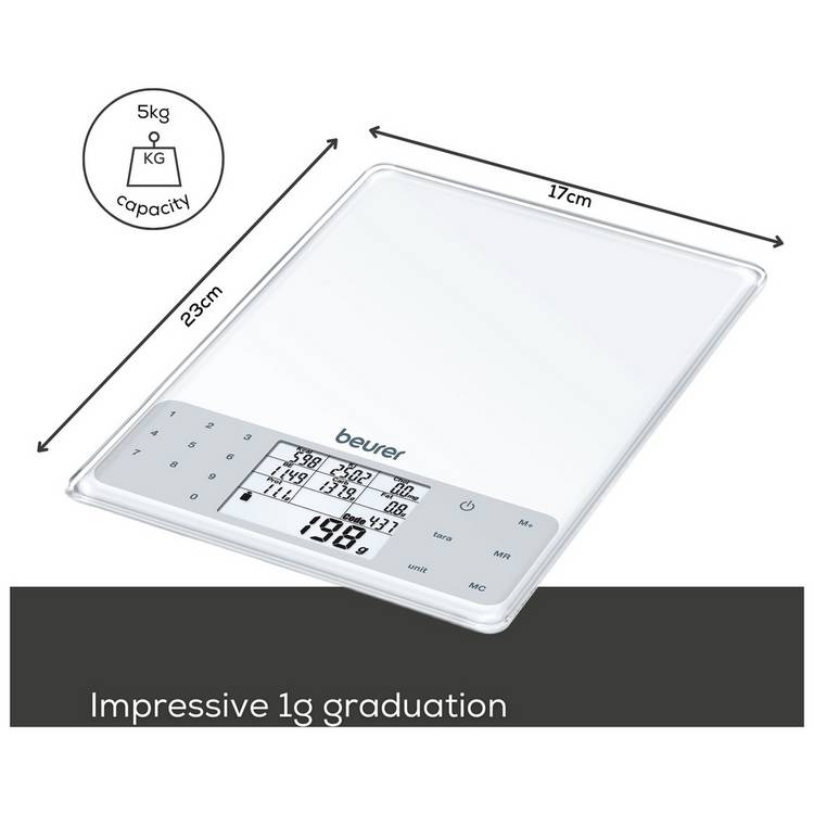 Beurer nutritional digital kitchen scale white, imported from the UK