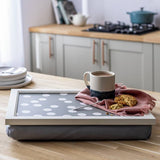 Argos Habitat Grey Spot Lap Tray with Fabric Cushion (44cm x 33cm x 7cm)- Buy online at McGrocer