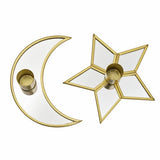 Argos Home moon star pillar candle holder brass-toned mirror - British product