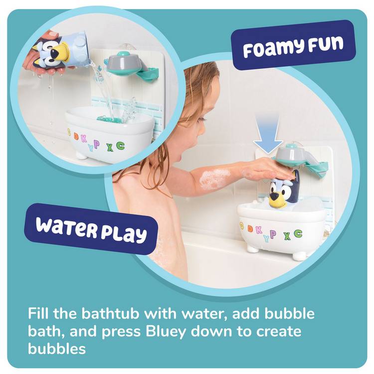 Tomy Bluey Shower and Scrub baby bath toy, UK version