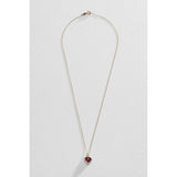 Revere 9ct created ruby and diamond pendant necklace, gold plated, heart shape - British product