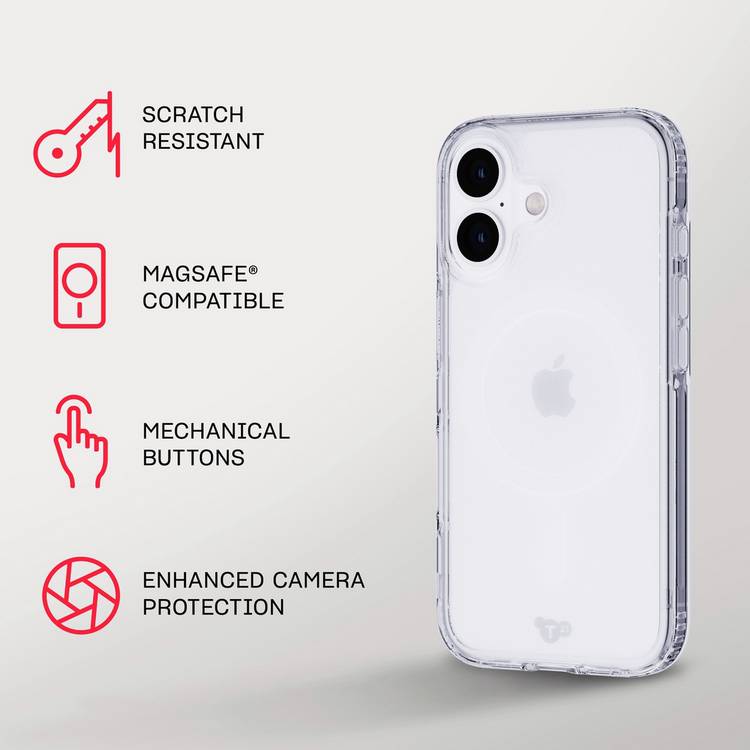 Tech21 EvoClear iPhone 16 case with MagSafe clear, UK version
