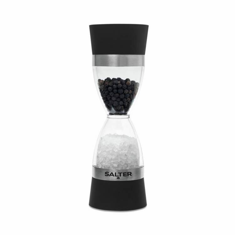Salter Salt and Pepper Mill Black 18cm, imported from the UK