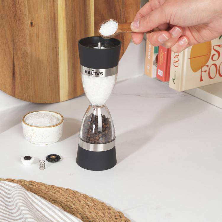 Salter Salt and Pepper Mill Black 18cm, imported from the UK