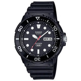 Casio analogue watch black dial resin strap rotating bezel (British brand)