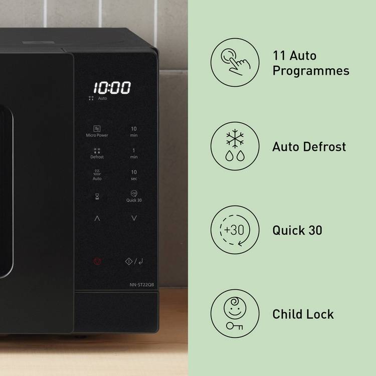 Panasonic NN-ST22QBBPQ microwave 20L black, imported from the UK