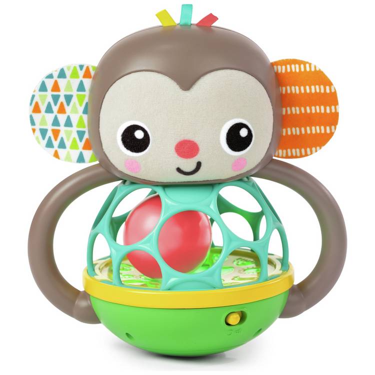 Bright Starts multi-sensory baby toy Grab And Giggle Monkey, imported from the UK