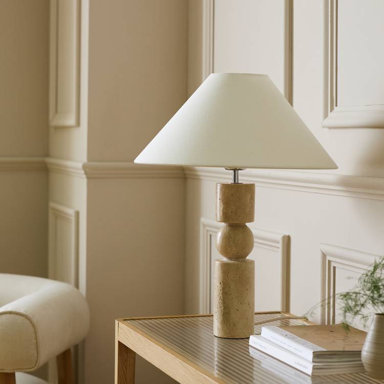 Habitat Travertine table lamp in natural, imported from the UK