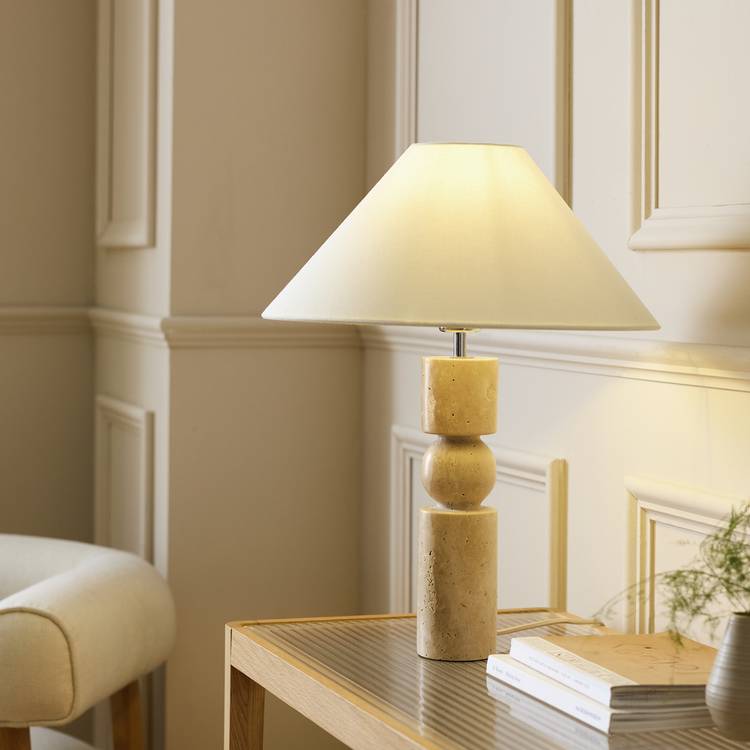 Habitat Travertine table lamp in natural, imported from the UK