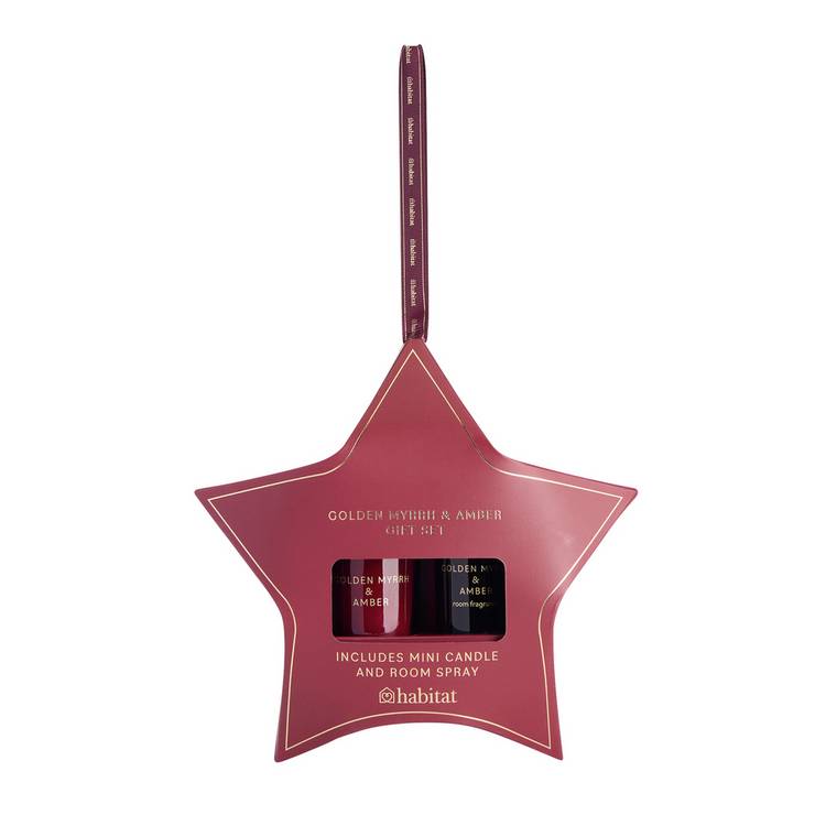 Habitat Golden Myrrh & Amber candle and spray gift set, imported from the UK