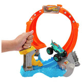 Hot Wheels Monster Trucks Corkscrew Shark Smash track set, UK version