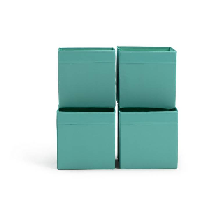 Habitat storage boxes set of 4 plain teal 28cm, imported from the UK