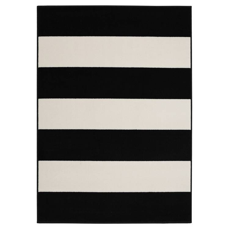 Homemaker bold stripe black cut pile rug 160x120cm - British product