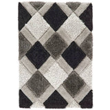 Origins 3D geometric grey shaggy rug 120x170cm (British brand)