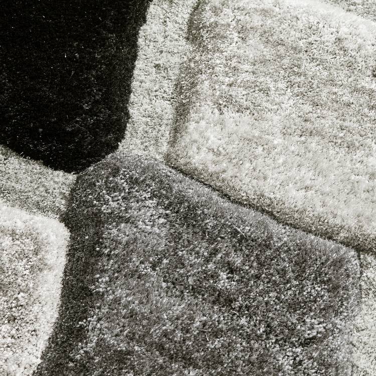 Origins 3D geometric grey shaggy rug 120x170cm (British brand)