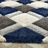 Origins 3D geometric navy shaggy rug 120x170cm, imported from the UK