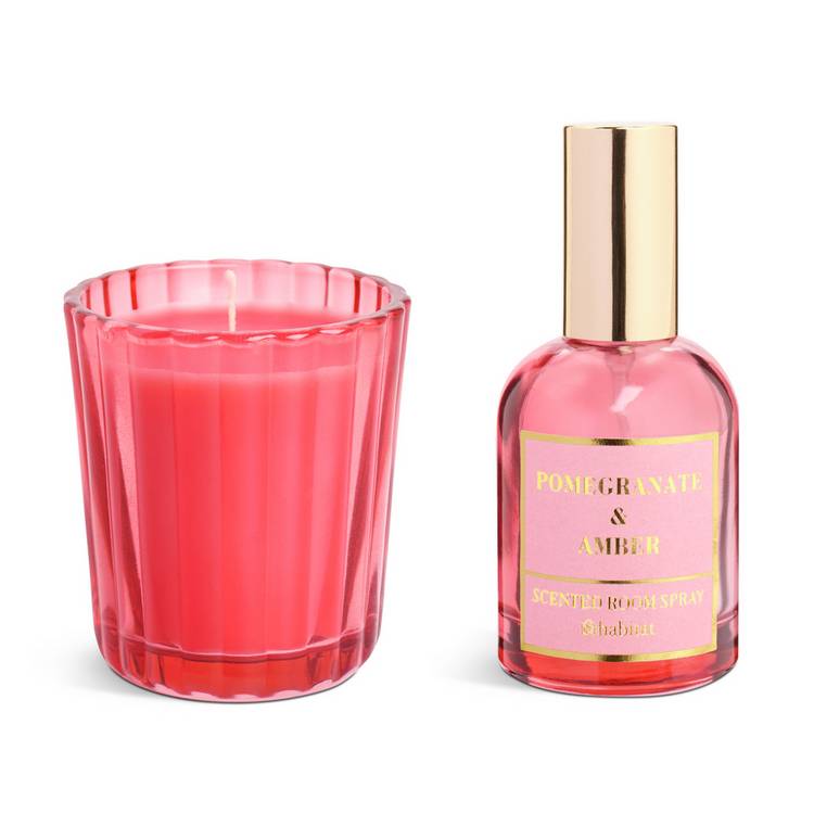 Habitat pomegranate amber votive candle and 30ml room spray (British brand)