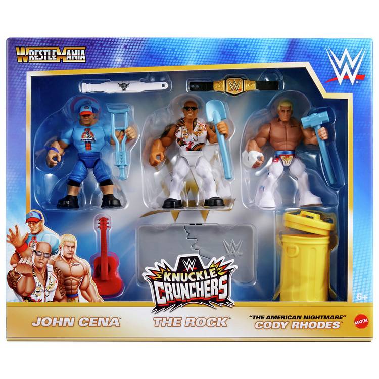 WWE Knuckle Crunchers John Cena The Rock Cody Rhodes - British product