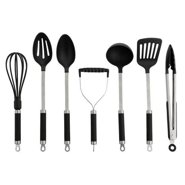Argos Home 8 piece stainless steel utensil set with caddy (British brand)