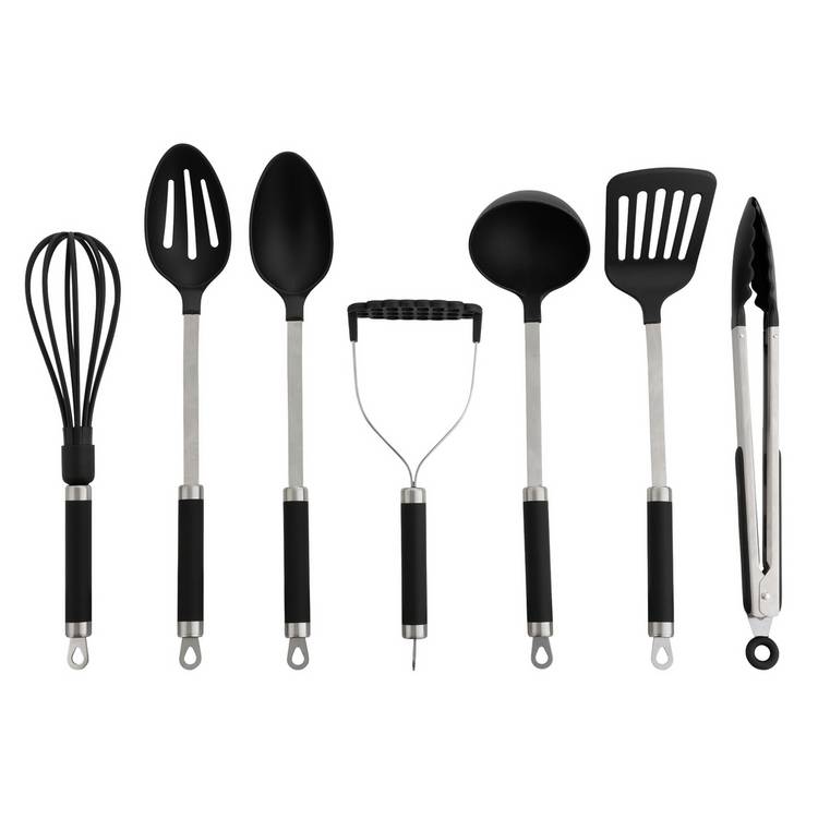 Argos Home 8 piece stainless steel utensil set with caddy (British brand)
