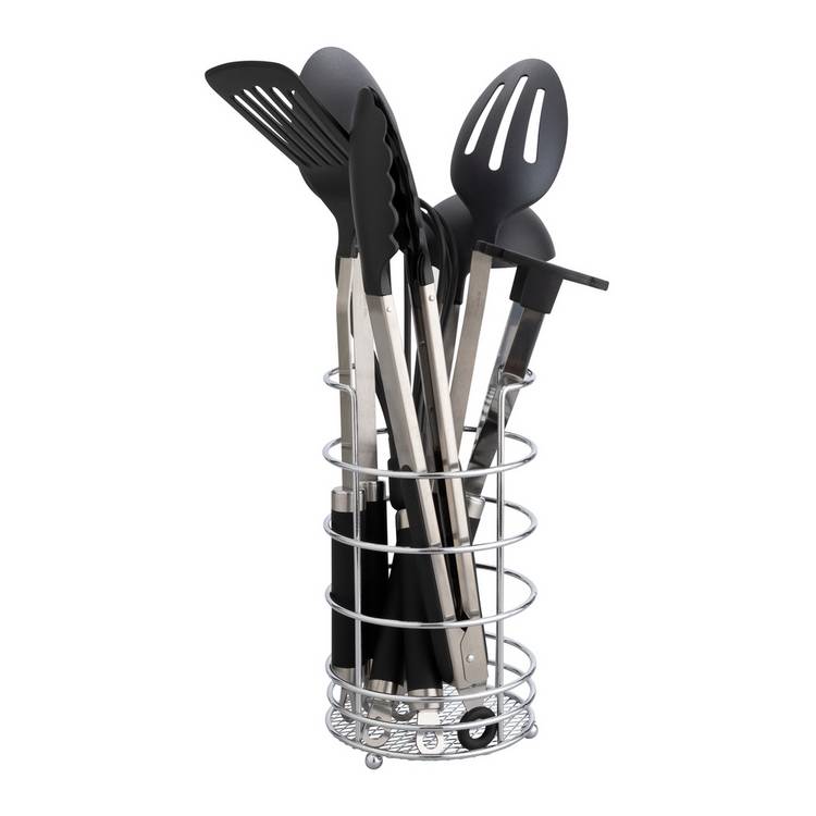 Argos Home 8 piece stainless steel utensil set with caddy (British brand)