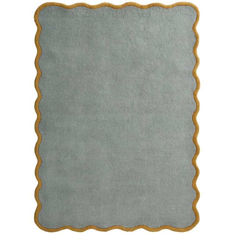 Origins scalloped blue wool rug 120x170cm - British product
