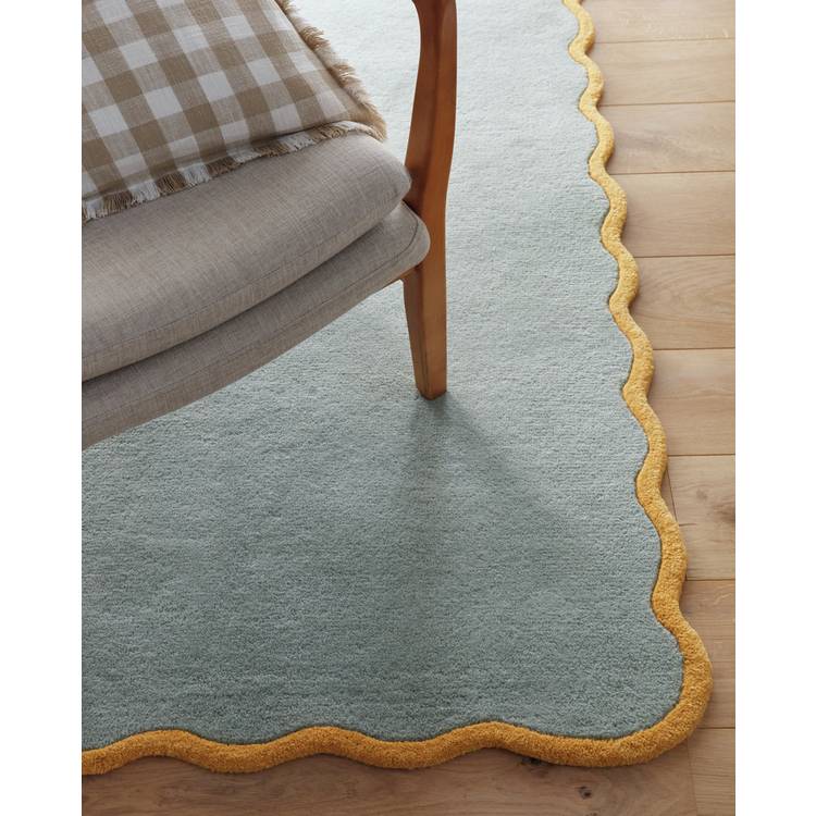 Origins scalloped blue wool rug 120x170cm - British product