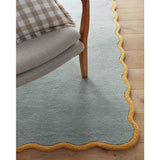 Origins scalloped blue wool rug 120x170cm - British product