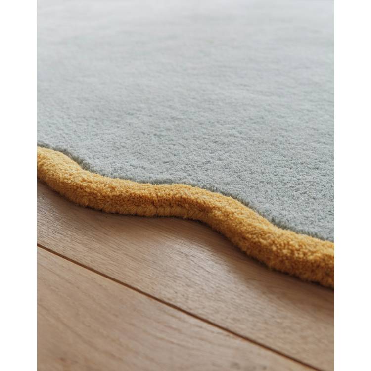 Origins scalloped blue wool rug 120x170cm - British product