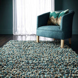 Origins Blue Wool Shaggy Rug 120x170cm - British product