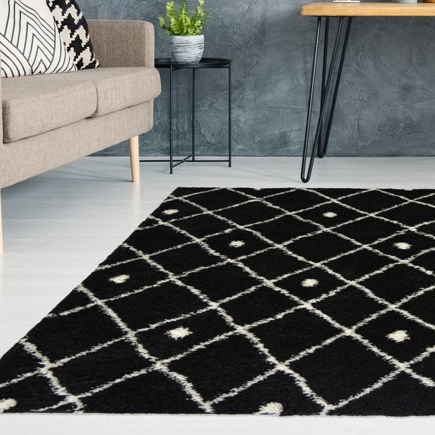 Homemaker shaggy rug black diamond 170x120cm, UK version