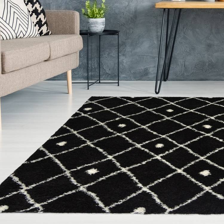 Homemaker shaggy rug black diamond 170x120cm, UK version