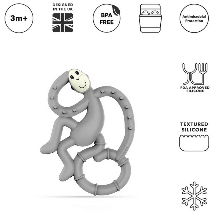 Matchstick Monkey Mini Monkey teether in grey (British brand)