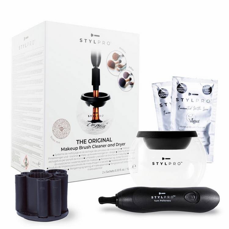 STYLPRO make-up brush cleaner set with collars, UK version