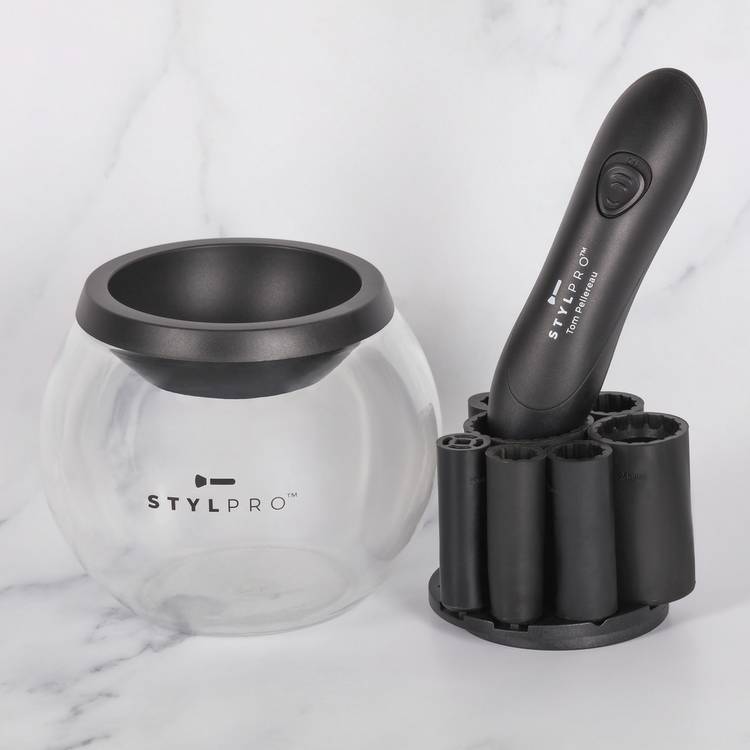 STYLPRO make-up brush cleaner set with collars, UK version