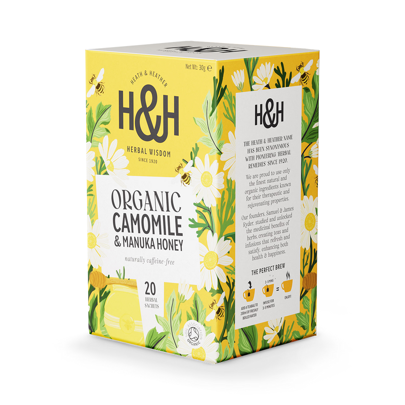 Heath & Heather Organic Camomile Manuka Honey tea bags 20, UK version