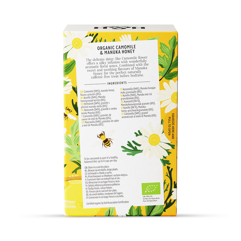 Heath & Heather Organic Camomile Manuka Honey tea bags 20, UK version