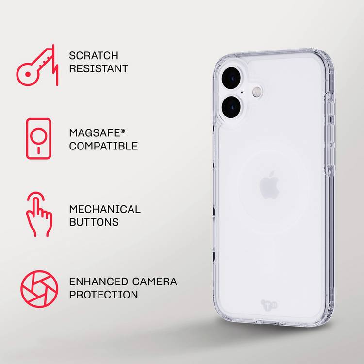 Tech21 EvoClear MagSafe phone case for iPhone 16 Plus, UK version