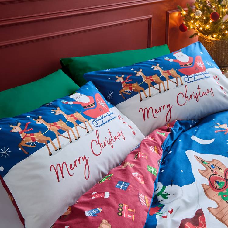 Catherine Lansfield reversible Christmas bedding set double (British brand)